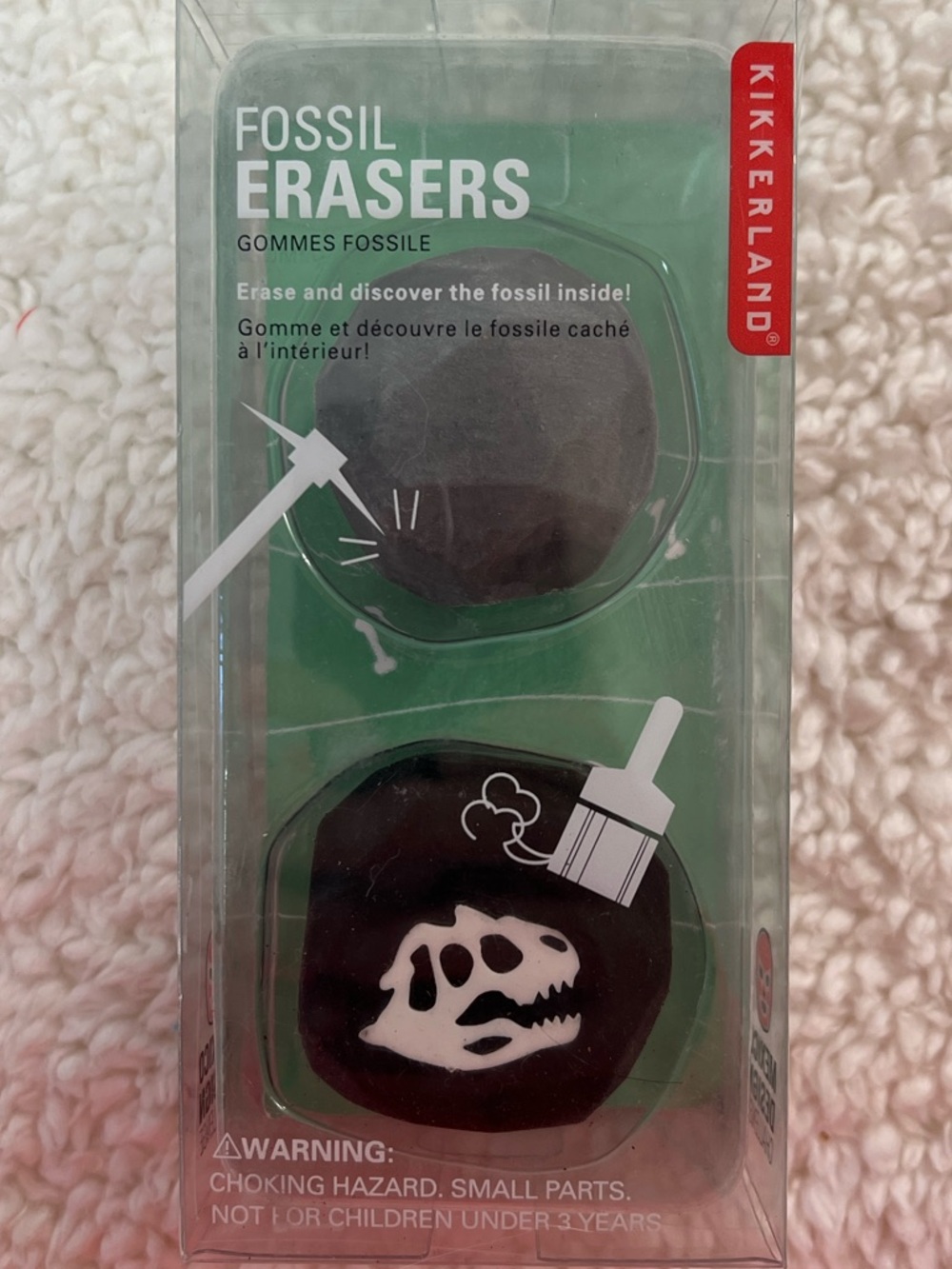 Kikkerland Art Educational Black Fossil Eraser Set of 2